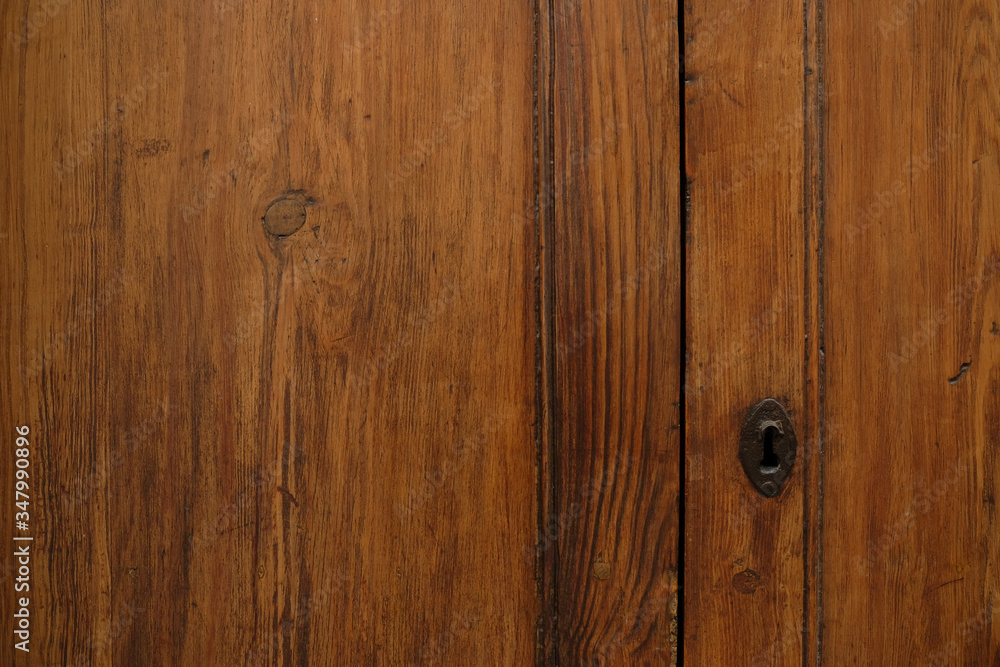 simple wooden door with a key hole, a fragment. simple wooden door with a key hole, a fragment.