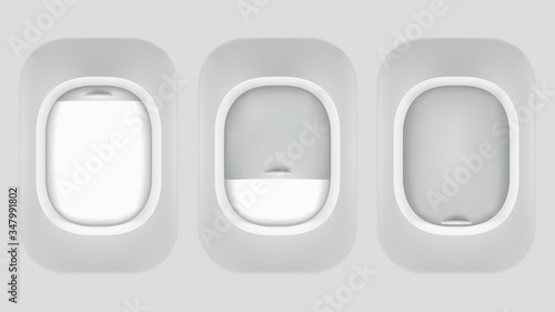 set airplane windows different contitions