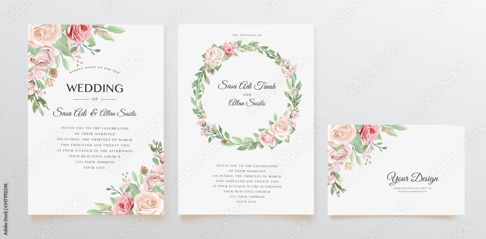 beautiful roses invitation card template