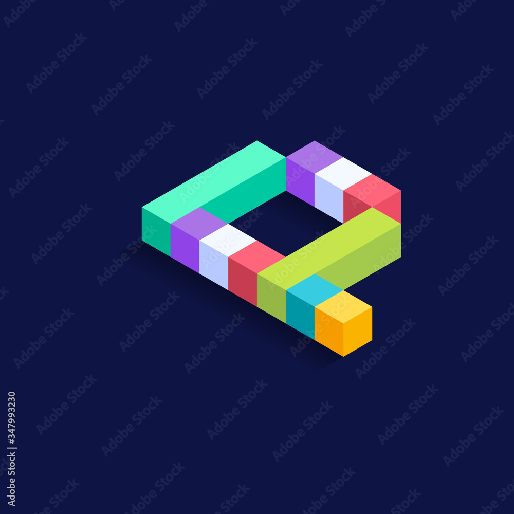 Letter P Isometric colorful cubes 3d design, three-dimensional letter vector illustration isolated Letter P Isometric colorful cubes 3d design, three-dimensional letter vector illustration isolated