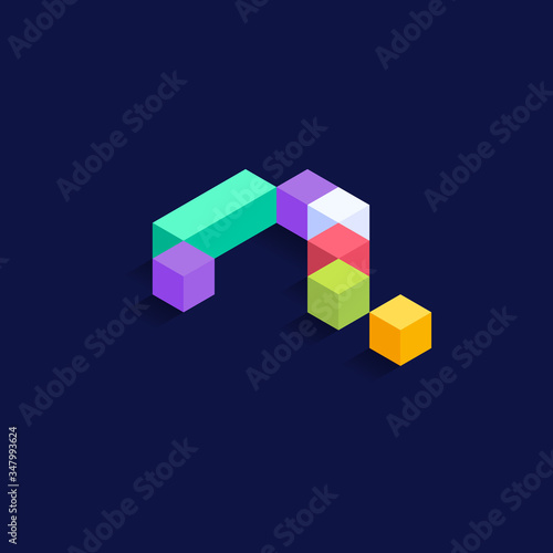 Question mark Isometric colorful cubes 3d design, three-dimensional letter vector illustration isolated