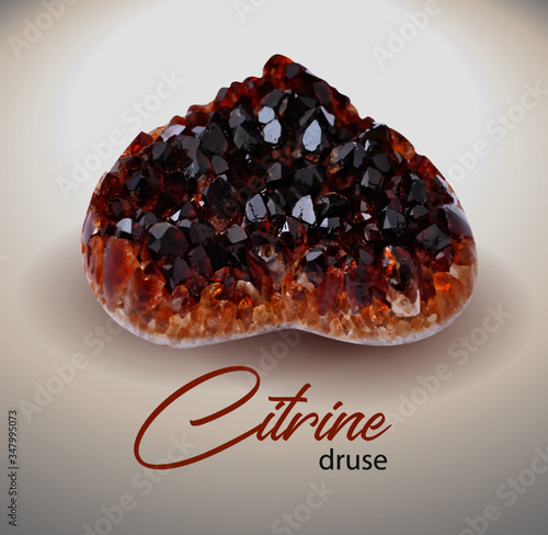 Realistic citrine druse birthstone heart
