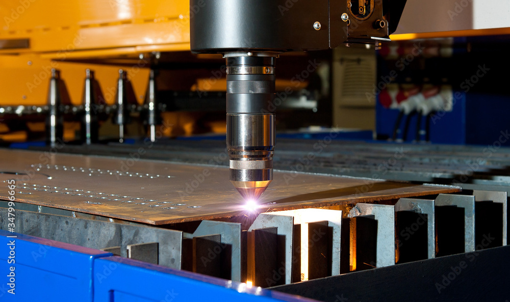 Laser cutting machine for metal in work. Laser cutting machine for metal in work.