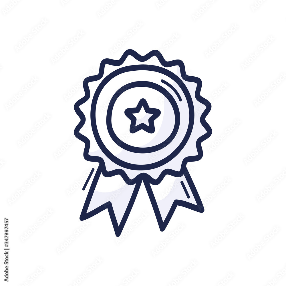 Hand draw Veteran Day Medal Isolated On White Background Holiday Badge In Usa Flag Colors. Icon, patriotic. Hand draw Veteran Day Medal Isolated On White Background Holiday Badge In Usa Flag Colors. Icon, patriotic.