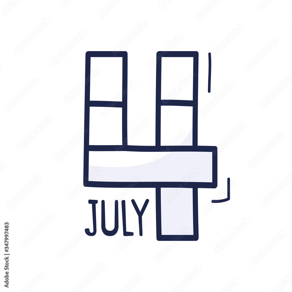 Hand drawn cartoon style Independence Day 4th Of July Text Drawing. Vector illustration for independence day in USA Hand drawn cartoon style Independence Day 4th Of July Text Drawing. Vector illustration for independence day in USA