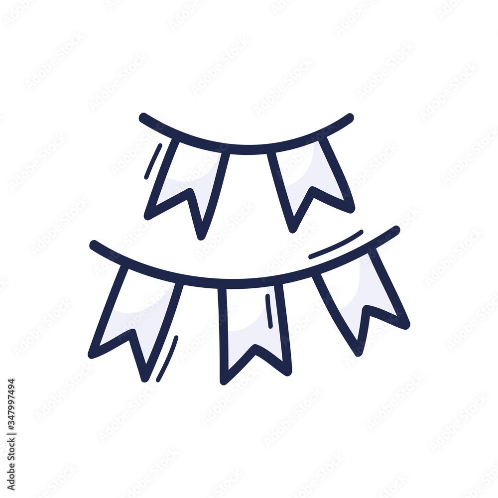 Cute doodle buntings in hand drawn in cartoon style colors for nautical decor or fourth of july designs Cute doodle buntings in hand drawn in cartoon style colors for nautical decor or fourth of july designs