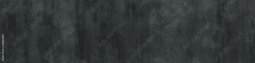 abstract grunge dark gray background, wide wall texture, banner with copy space