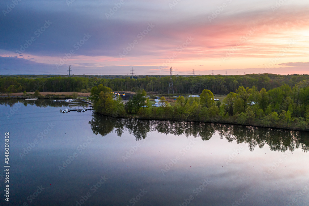 Aerial Sunrise Mercer County Park 