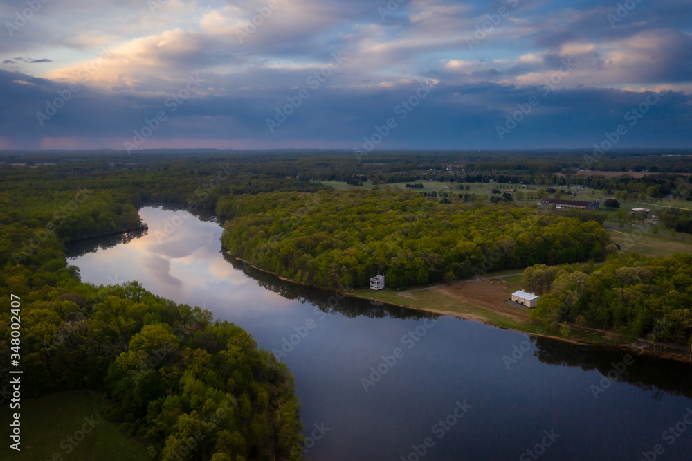 Aerial Sunrise Mercer County Park 