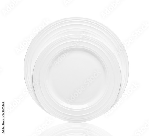White plates isolated on white background