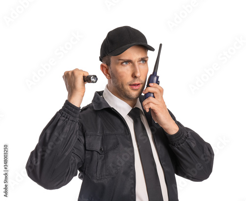 Male security guard with fl...