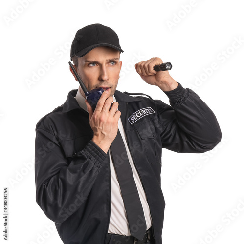 Male security guard with fl...