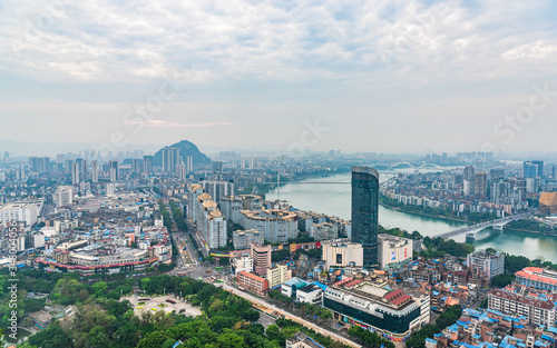 City skyline scenery after rain in Ma'anshan, Yufeng District, Liuzhou City, Guangxi, China