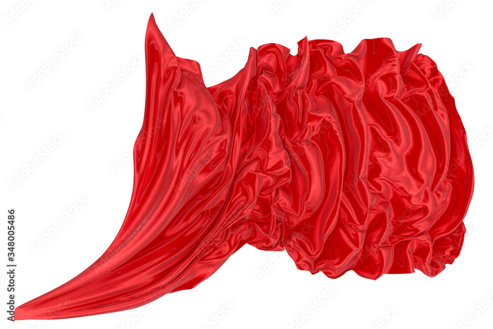 Fototapeta premium Beautiful flowing fabric of red wavy silk or satin. 3d rendering image.