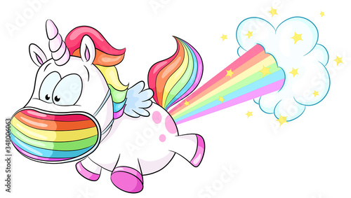 Einhorn mit Mundschutz - Vektor Illustration