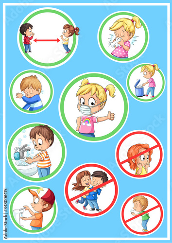 Plakat mit Corona-Regeln - Vektor-Illustration
