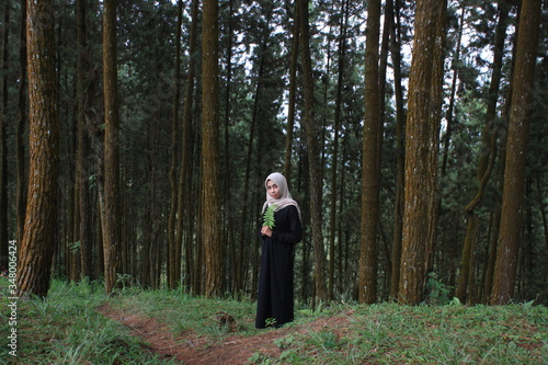 Hijab girl in the forest