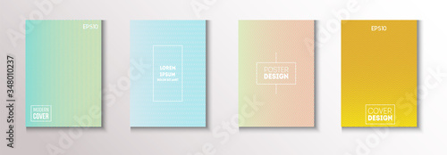 Wavy Minimal Cover Vector Set. Light Magazine Page. Cool Technology 