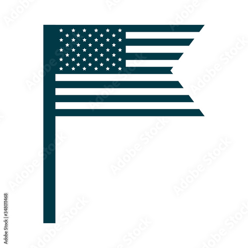 happy independence day, american flag in pole national symbol silhouette style icon