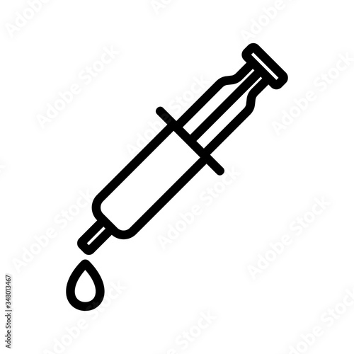 syringe with lubricant material icon vector. syringe with lubricant material sign. isolated contour symbol illustration