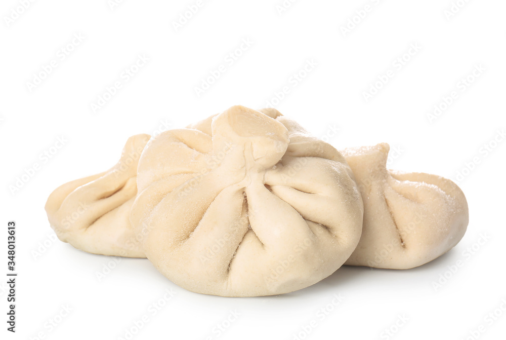 Uncooked dumplings on white background Uncooked dumplings on white background