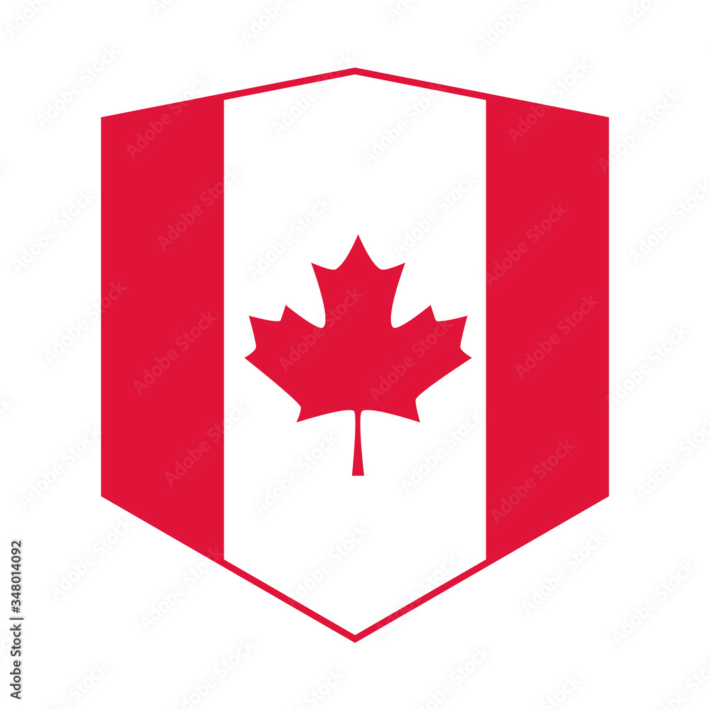 canada day, canadian flag maple leaf shield emblem flat style icon canada day, canadian flag maple leaf shield emblem flat style icon