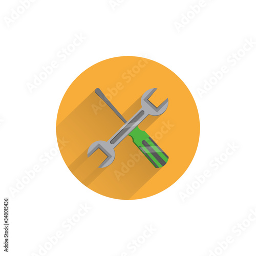 service icon. repair colorful flat icon with long shadow. wrench and screwdriver flat icon
