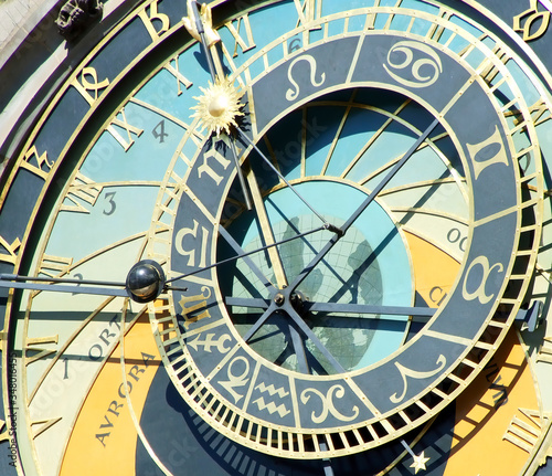 Detail of the medieval astronomical clock named Orloj on the Old Town Hall in Prague, capital of the Czech Republic 