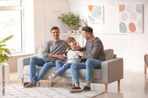 Happy gay couple with adopt...