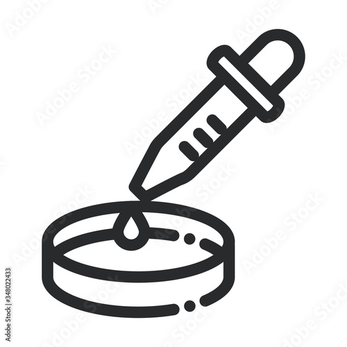 dropper and petri dish laboratory science and research line style icon