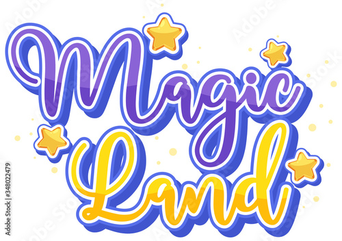 Font design for word magic land with bright stars