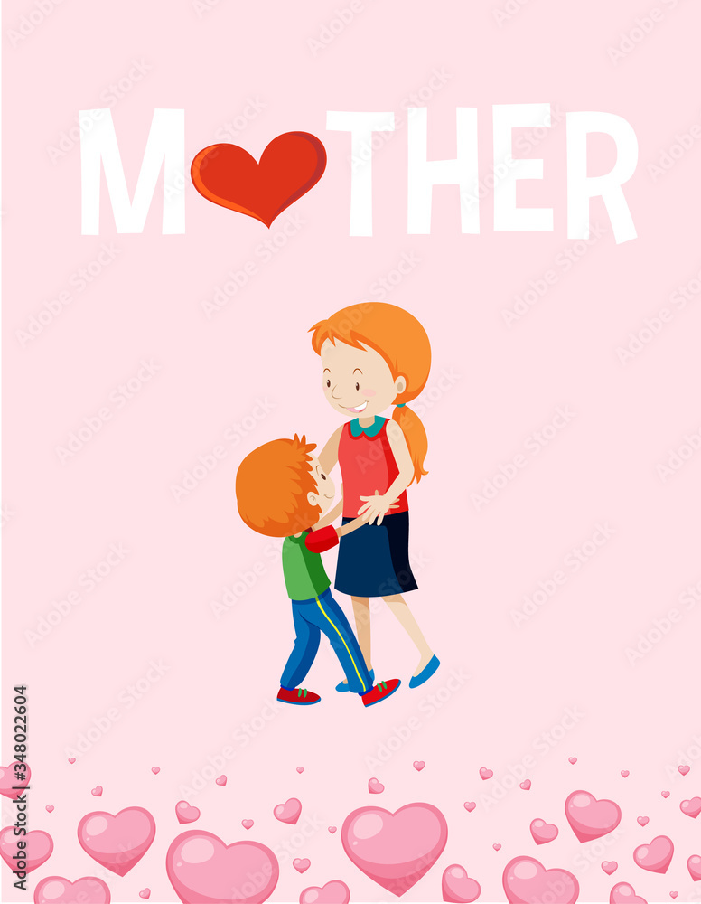 Happy mother day poster design with mom and kid Happy mother day poster design with mom and kid