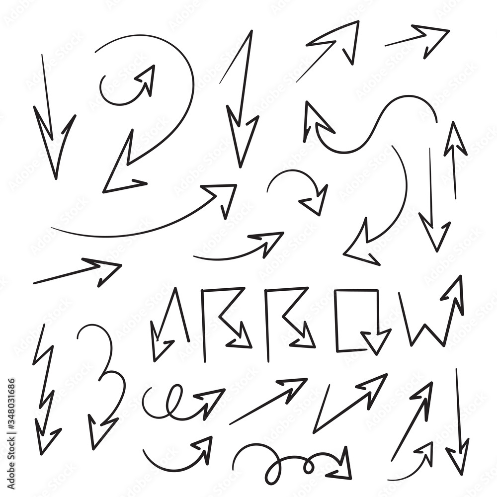 hand drawn doodle arrow collection vector hand drawn doodle arrow collection vector