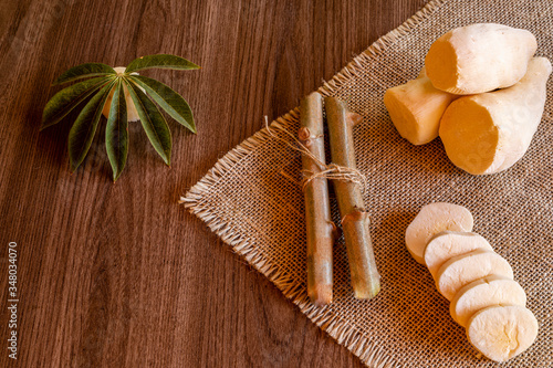 Cassava, also called manioc, yuca, balinghoy, mogo, mandioca, kamoteng kahoy, tapioca and manioc root, a woody shrub of the Euphorbiaceae family native to South America. photo