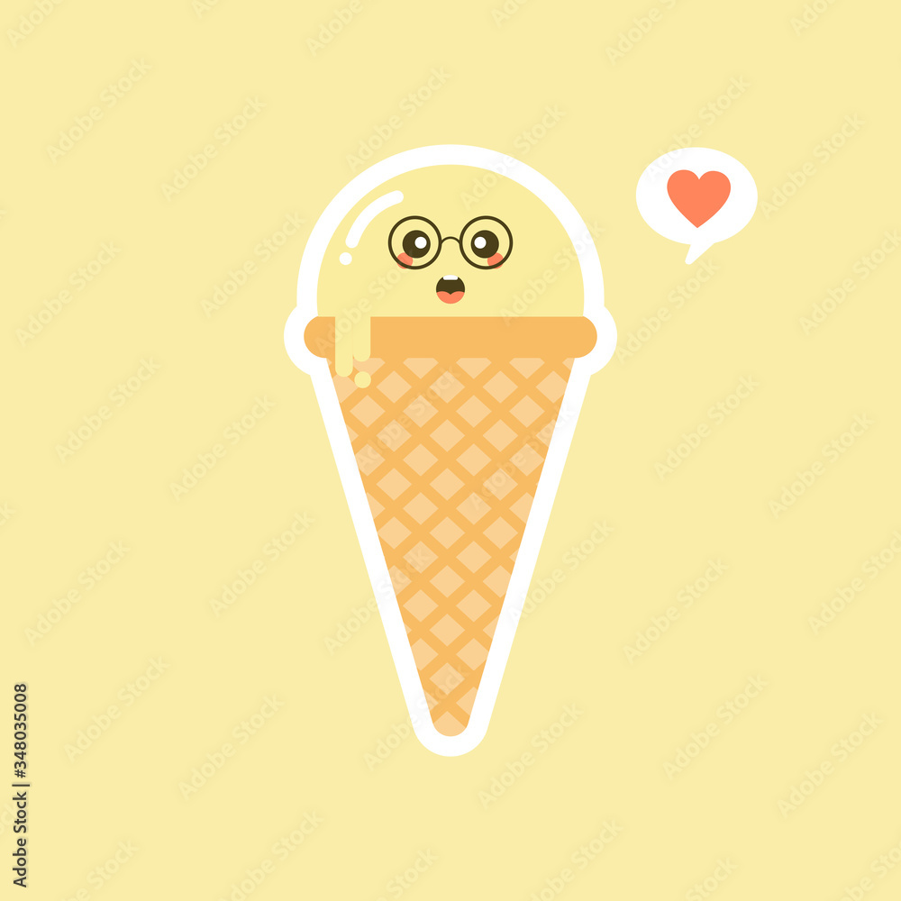 Cute ice cream cone cartoon illustration. ice cream bars . Delicious ice cream cone kawaii character. You can use in the menu, in the shop, in the bar, the card or stickers. Easy to edit. Cute ice cream cone cartoon illustration. ice cream bars . Delicious ice cream cone kawaii character. You can use in the menu, in the shop, in the bar, the card or stickers. Easy to edit.