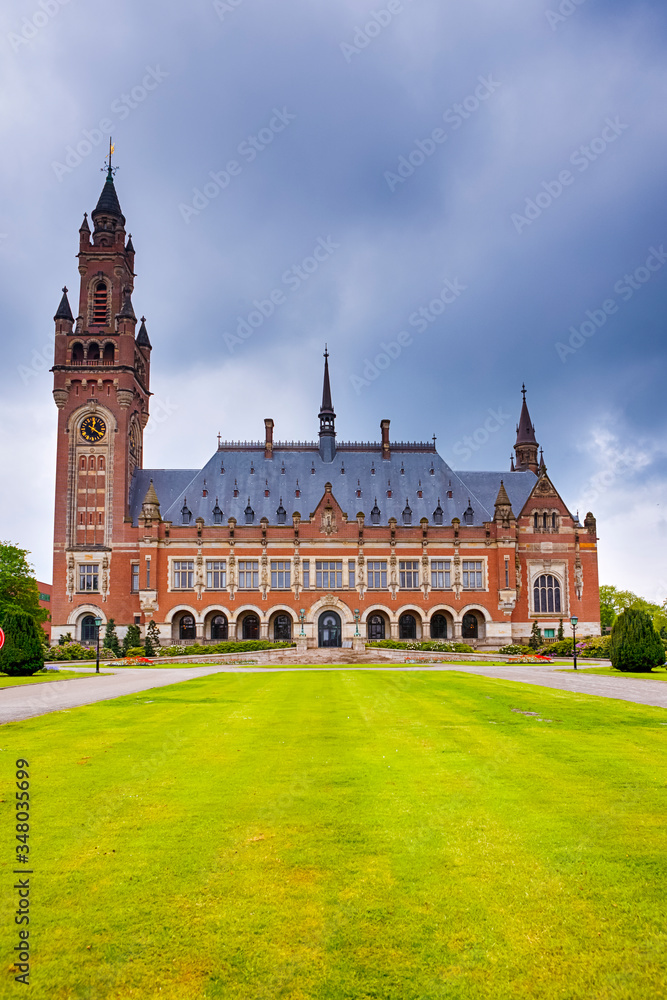 Dutch Destinations. Peace Palace in Den Haag (Hague) as a Symbol of International Court of Justice.