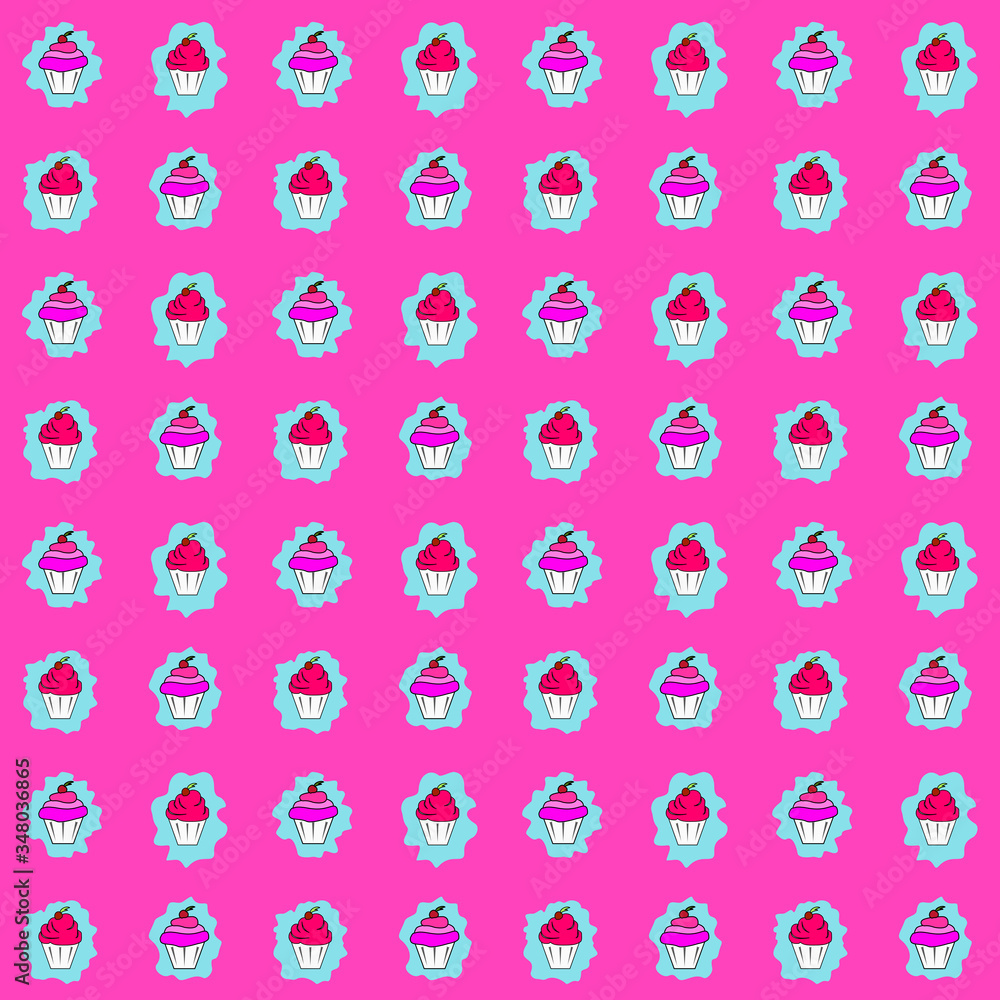 Coloured cartoon cupcakes seamless wallpaper Coloured cartoon cupcakes seamless wallpaper