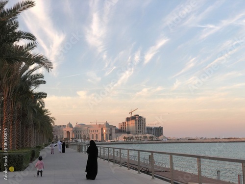 LUSAIL CITY, QATAR, SUNSET WITH FLIGHT FOGG