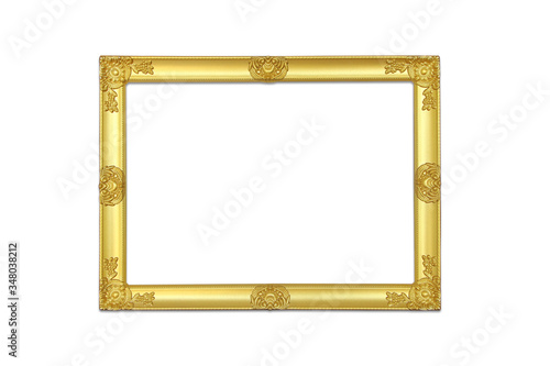 Classical Gold Picture Photo Frame on isolated white background with clipping path.