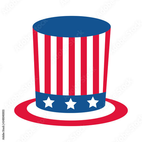 4th of july independence day, top hat with american flag flat style icon