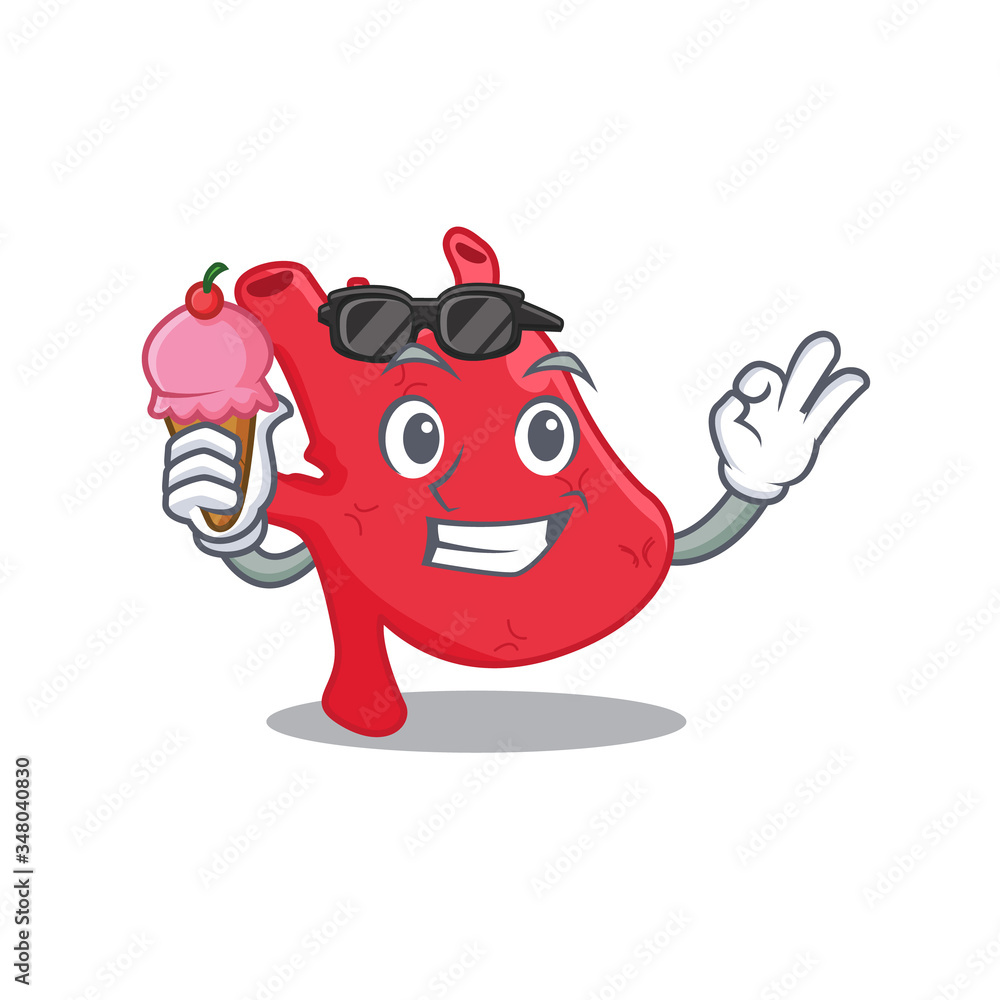 Cartoon design concept of heart having an ice cream Cartoon design concept of heart having an ice cream