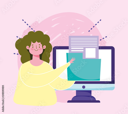 online education, student computer folder archive data digital