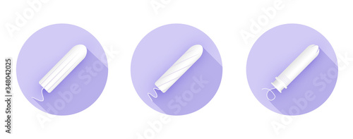 Feminine tampons icon. Woman menstrual care. Illustration of feminine hygiene products in a flat style.
