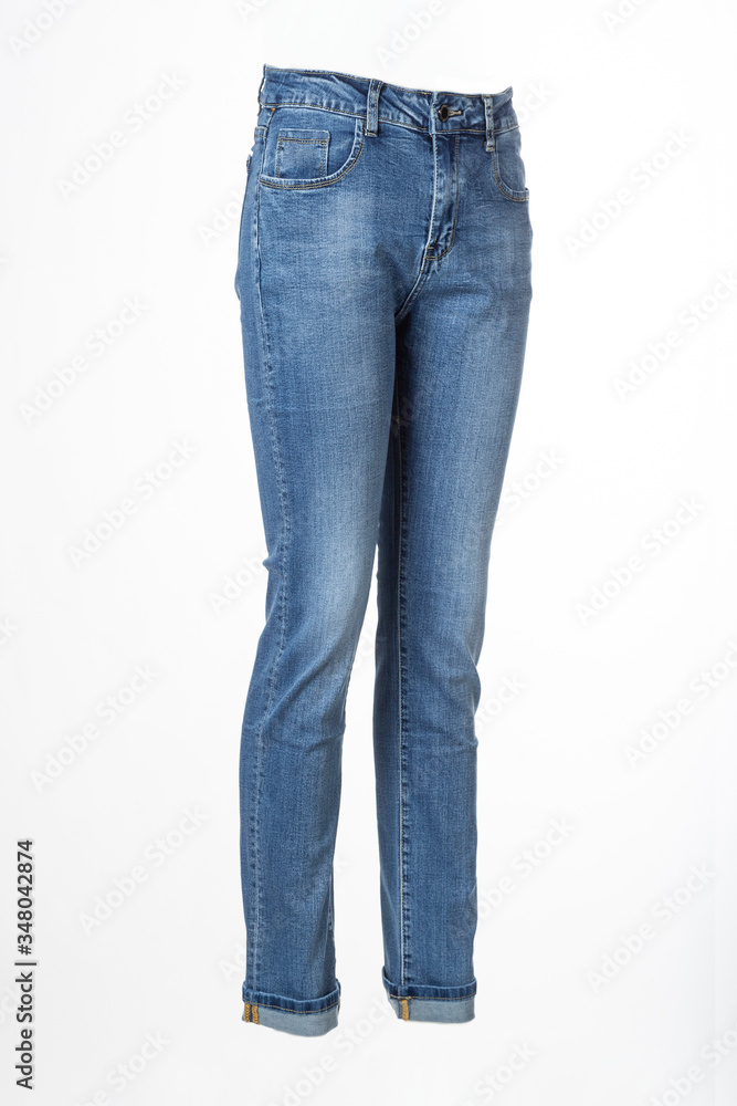 blue jeans, ghostly mannequin isolated on white background blue jeans, ghostly mannequin isolated on white background