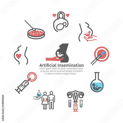 Artificial insemination line icons set. Banner. Vector signs for web graphics