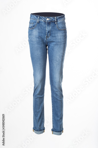 blue jeans, ghostly mannequin isolated on white background