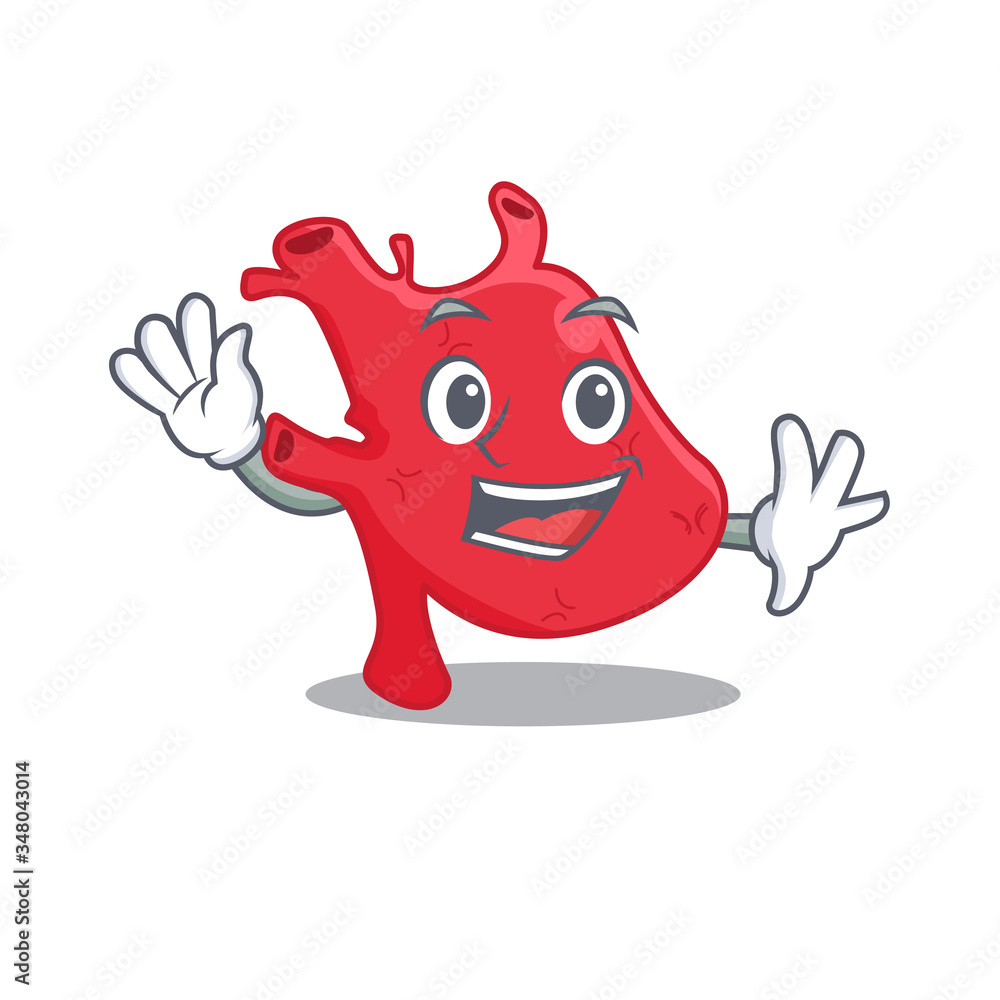 A charismatic heart mascot design style smiling and waving hand A charismatic heart mascot design style smiling and waving hand