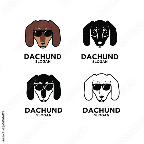 set collection dachshund dog head logo icon design