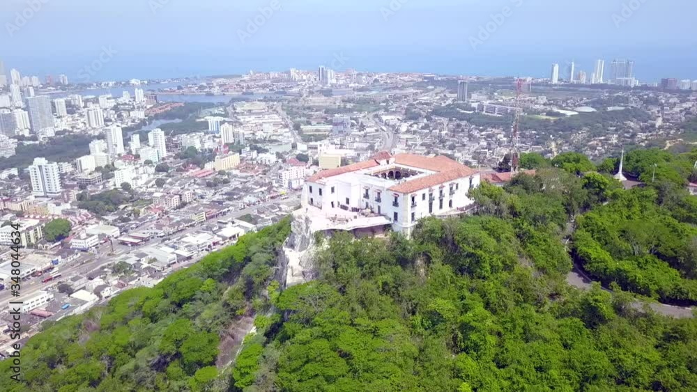 Aerial view of Cerro de la Popa in Cartagena, taken with a drone Aerial view of Cerro de la Popa in Cartagena, taken with a drone