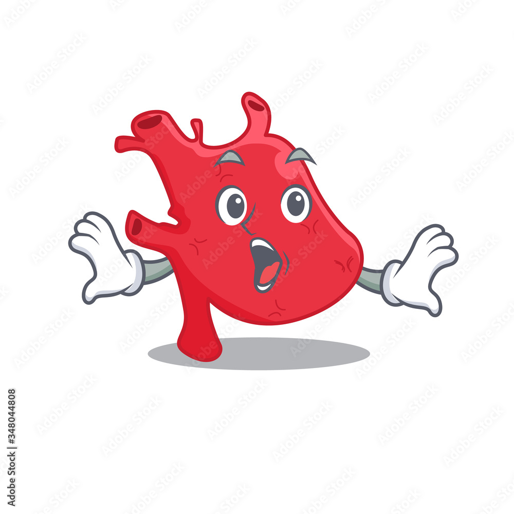 Cartoon design style of heart has a surprised gesture Cartoon design style of heart has a surprised gesture